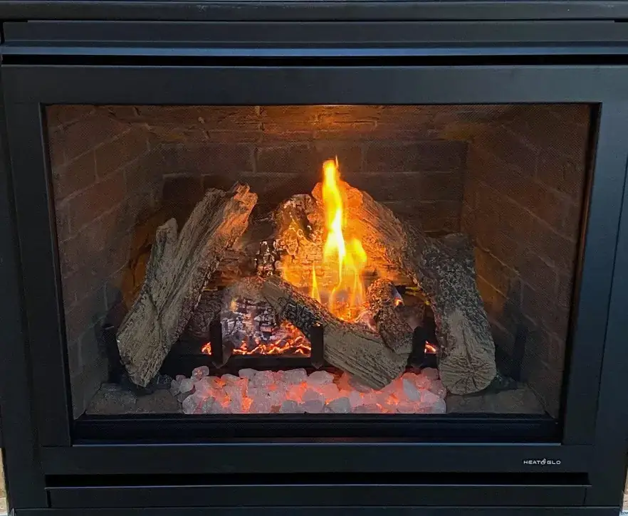 Heat-N-Glo gas fireplace burning